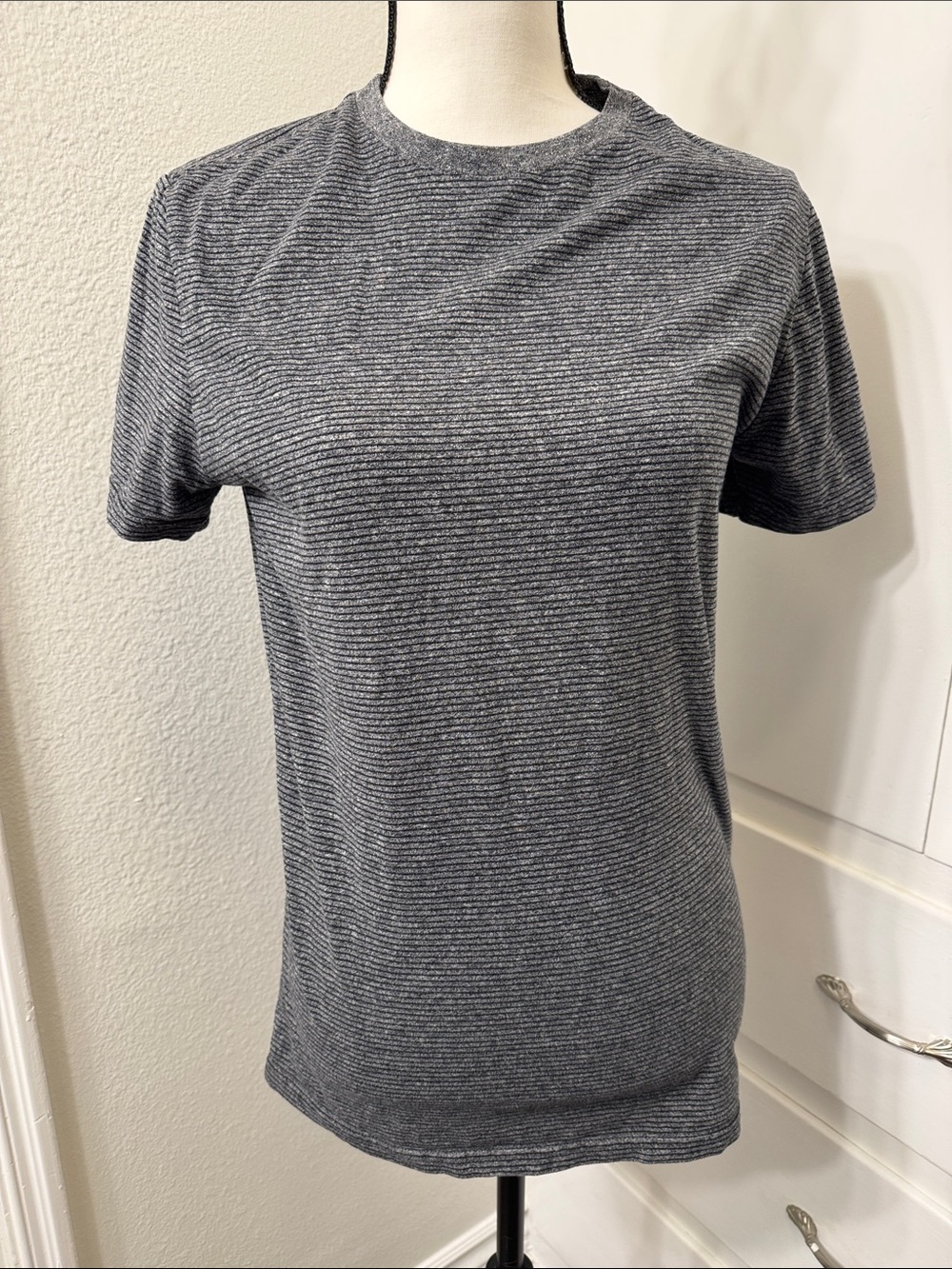 Goodfellow & Co Gray Striped Crewneck Tee